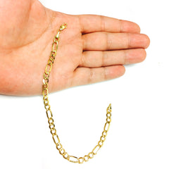 10k Yellow Gold Hollow Figaro Bracelet Chain, 5.4mm, 8.5" - JewelryAffairs