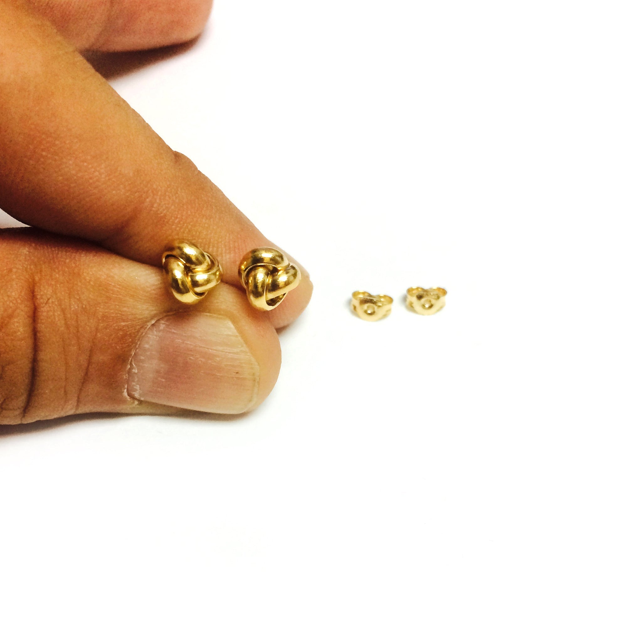 10k Yellow Gold Love Knot Post Stud Earrings, 6mm - JewelryAffairs
