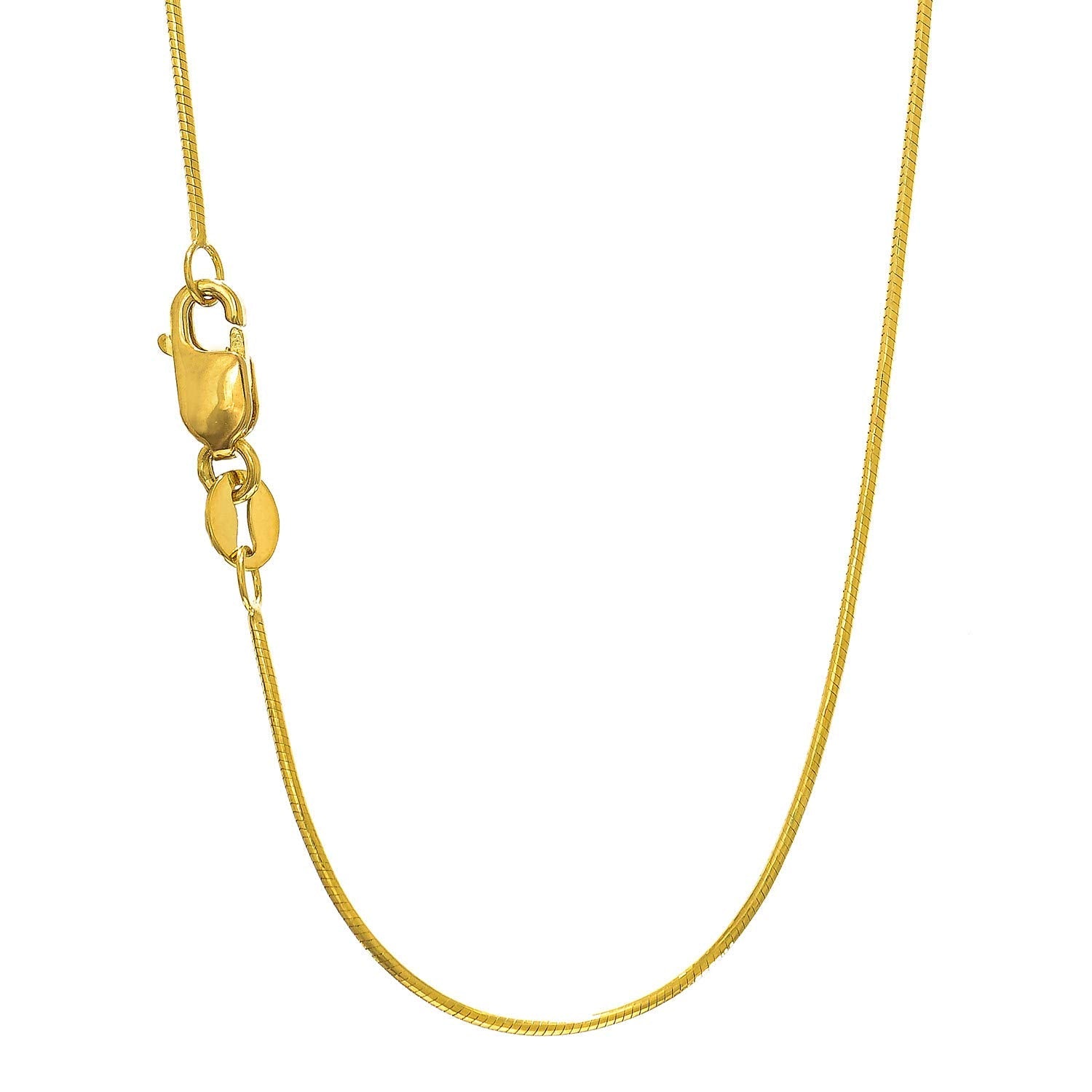 10k Yellow Gold Octagonal Snake Chain Necklace, 0.9mm, 20" - JewelryAffairs
