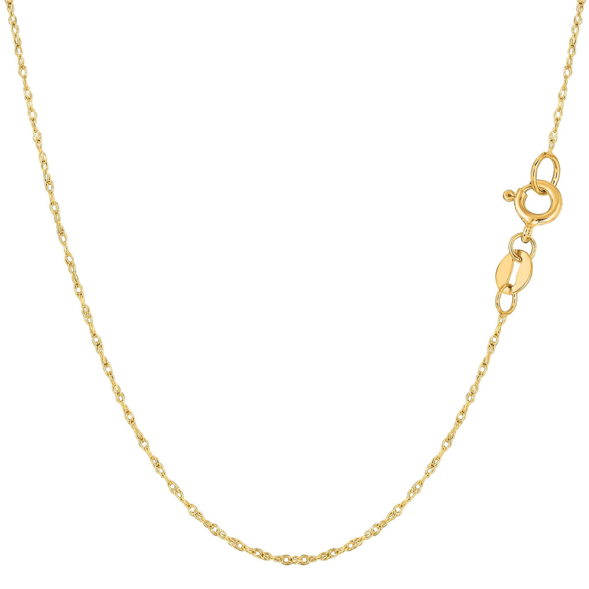 10k Yellow Gold Rope Chain Necklace, 0.6mm - JewelryAffairs