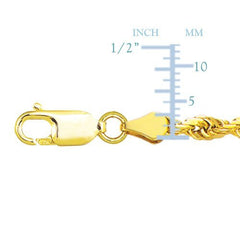 10K Yellow Gold Rope Chain Necklace, 1.6mm, 24" - JewelryAffairs
