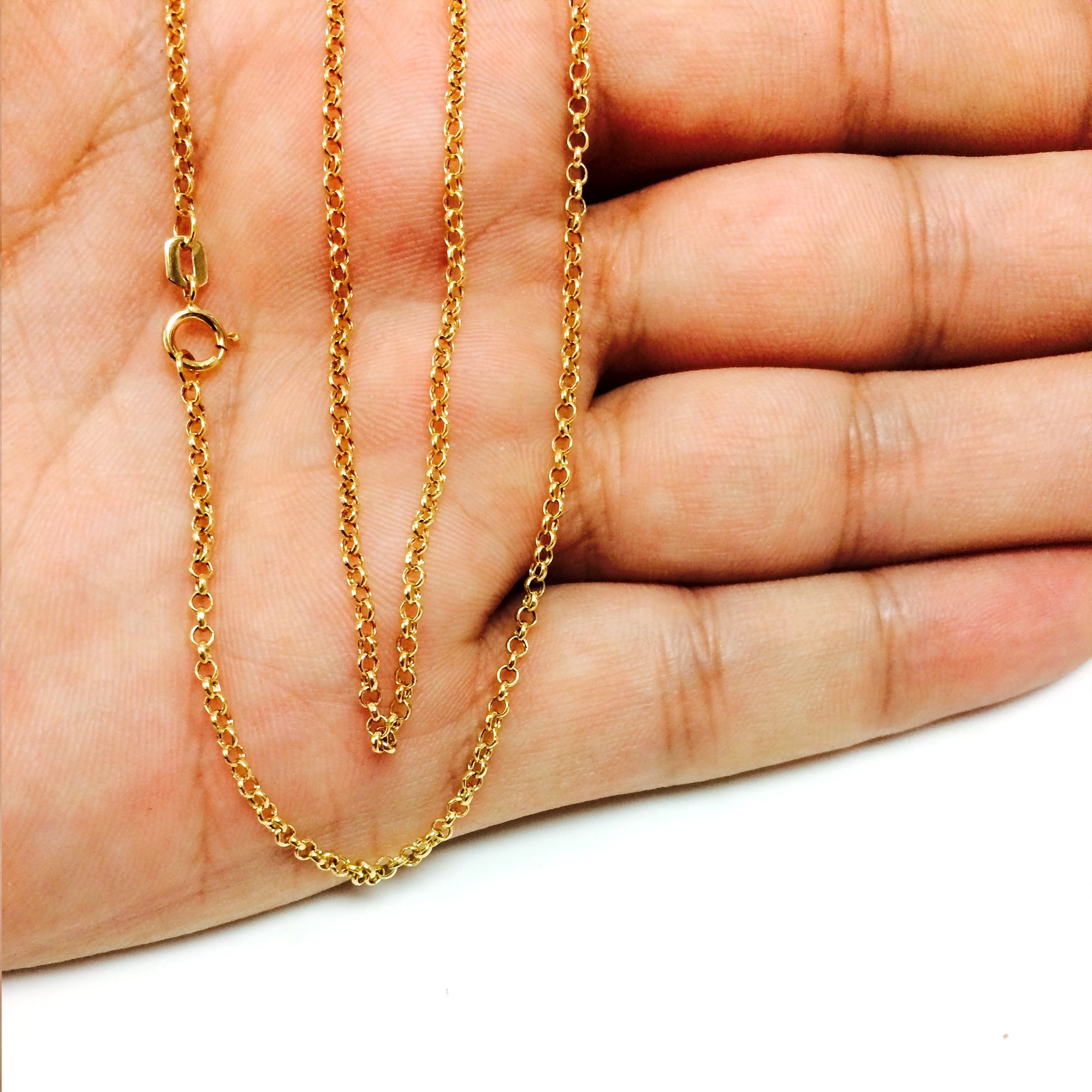 10k Yellow Gold Round Rolo Link Chain Necklace, 1.9mm - JewelryAffairs