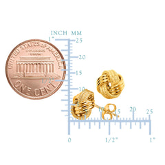 10k Yellow Gold Shiny And Textured Triple Love Knot Stud Earrings, 9mm - JewelryAffairs