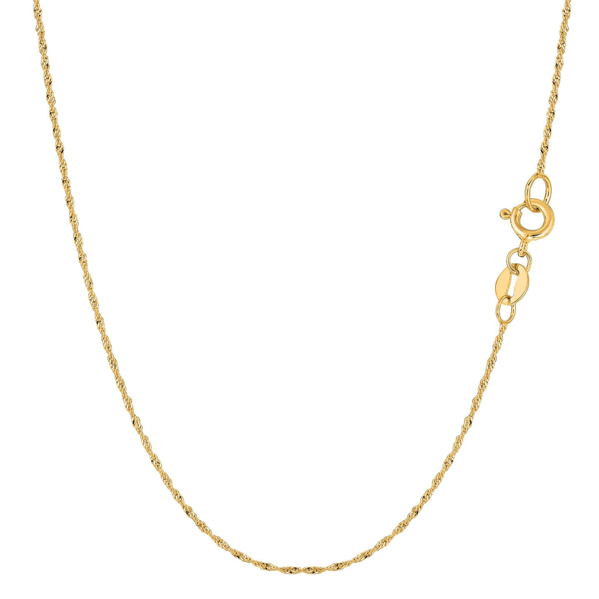 10k Yellow Gold Singapore Chain Necklace, 0.8mm - JewelryAffairs