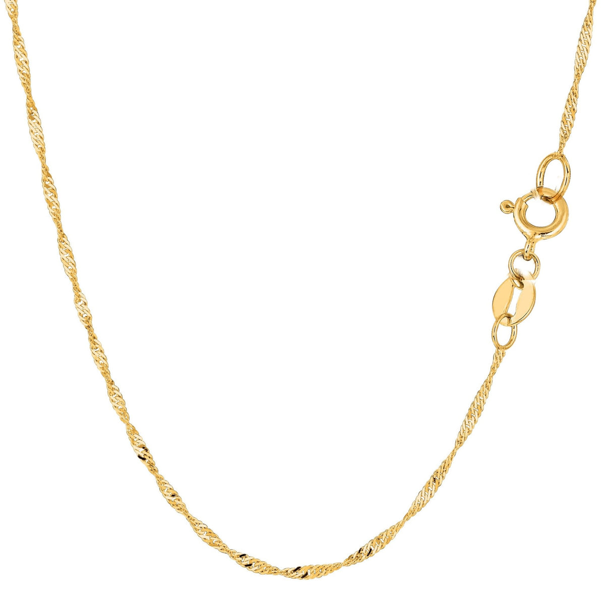 10k Yellow Gold Singapore Chain Necklace, 1.5mm - JewelryAffairs