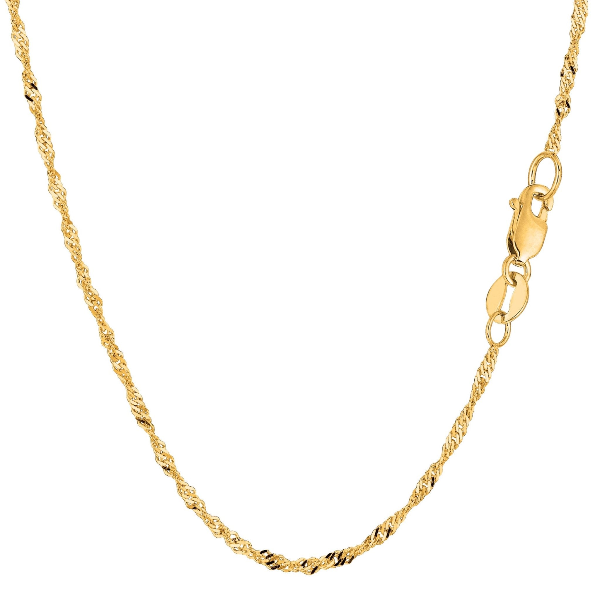 10k Yellow Gold Singapore Chain Necklace, 1.7mm - JewelryAffairs