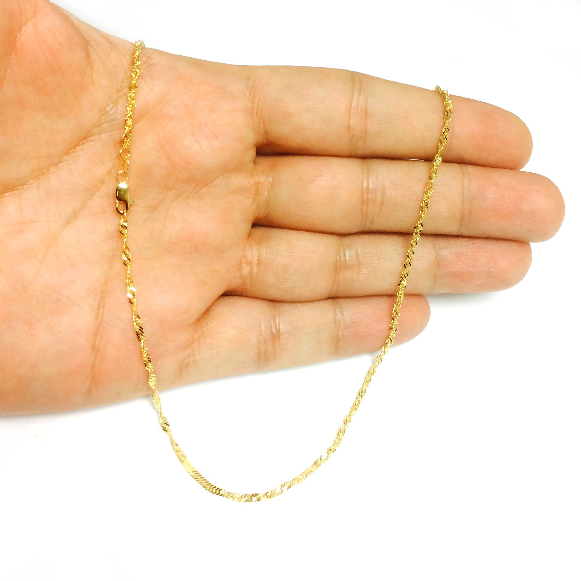 10k Yellow Gold Singapore Chain Necklace, 1.7mm - JewelryAffairs