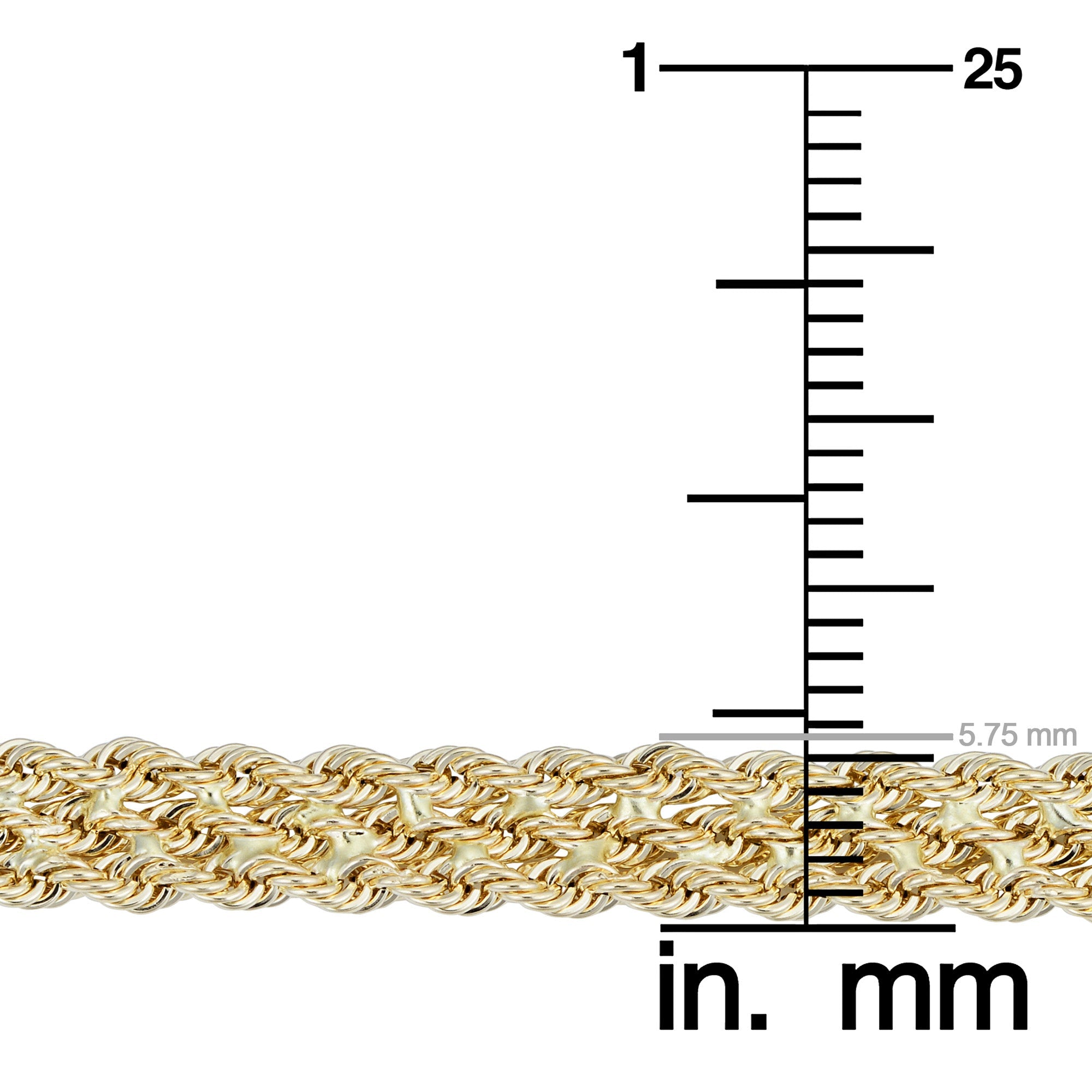 10k Yellow Gold Triple Row Semi Solid Rope Bracelet, 7.5" - JewelryAffairs