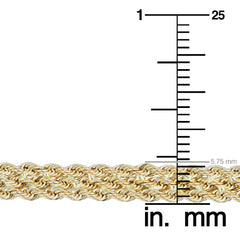 10k Yellow Gold Triple Row Semi Solid Rope Bracelet, 7.5" - JewelryAffairs