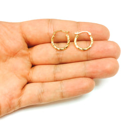 10k Yellow Gold Twisted Hoop Earrings, Diameter 15mm