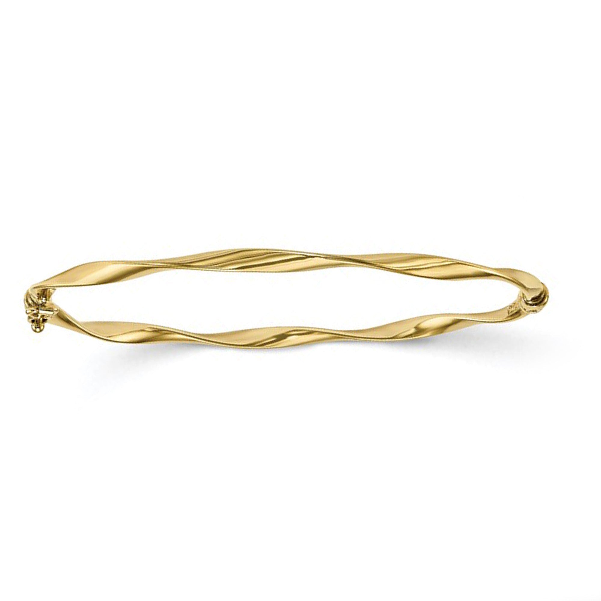 10k Yellow Gold Twisted Women's Bangle Bracelet, 7.75" - JewelryAffairs