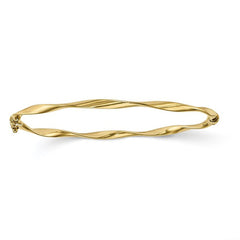 10k Yellow Gold Twisted Women's Bangle Bracelet, 7.75" - JewelryAffairs