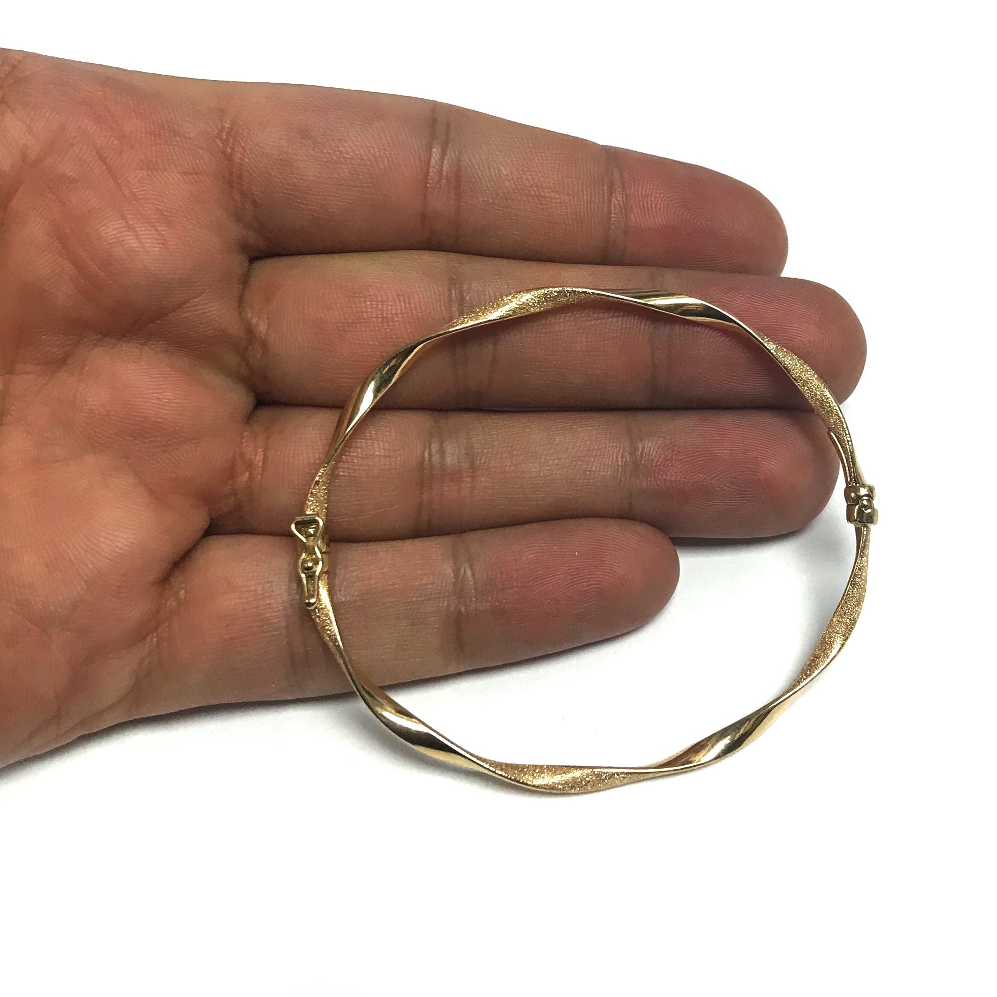 10k Yellow Gold Twisted Women's Bangle Bracelet, 7.75" - JewelryAffairs