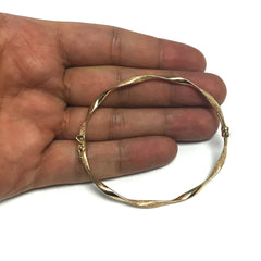 10k Yellow Gold Twisted Women's Bangle Bracelet, 7.75" - JewelryAffairs