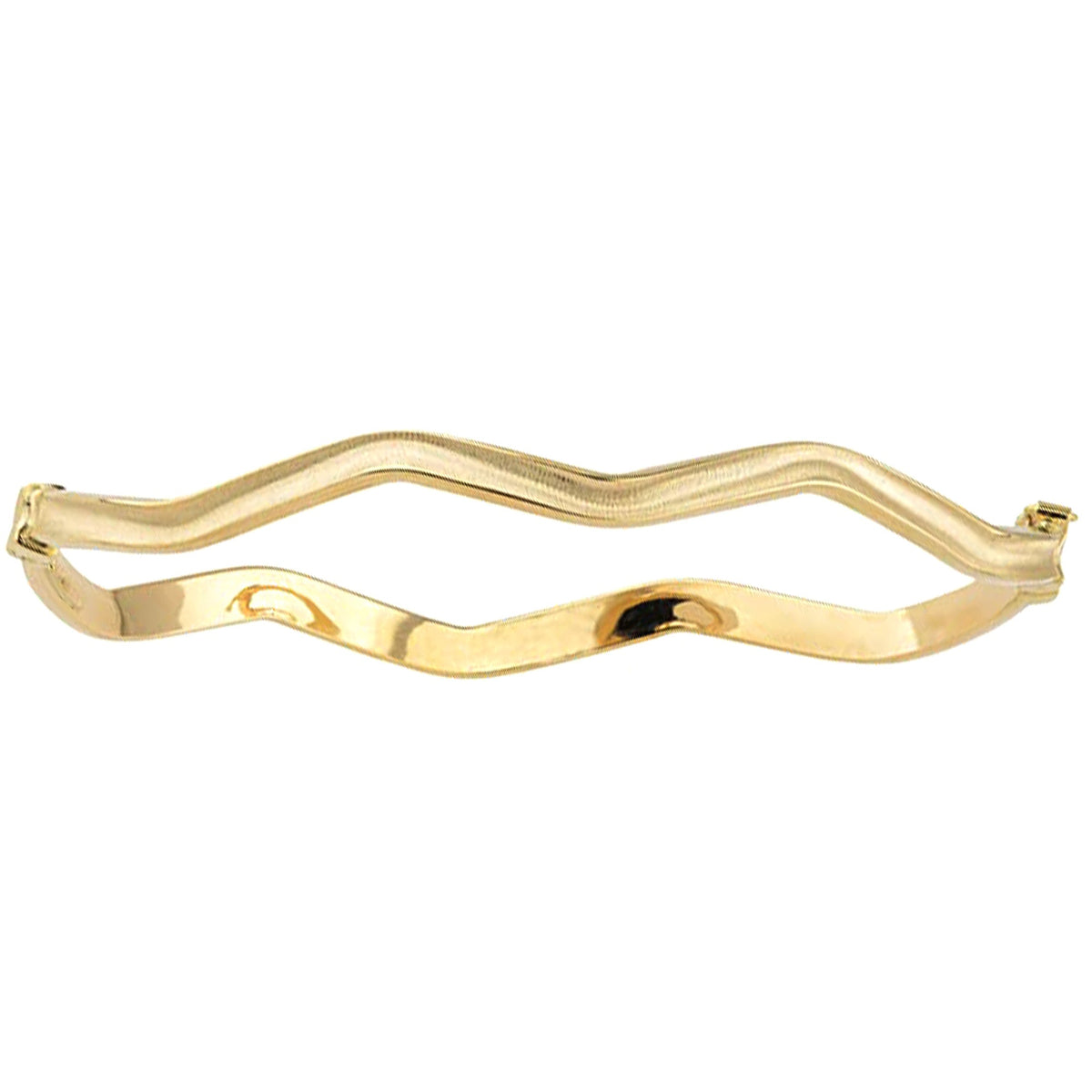10k Yellow Gold Wave Women's Bangle Bracelet, 7.5" - JewelryAffairs