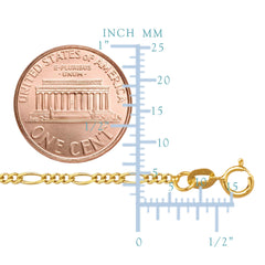 10k Yellow Solid Gold Figaro Chain Bracelet, 1.9mm, 7" - JewelryAffairs