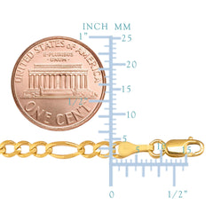 10k Yellow Solid Gold Figaro Chain Bracelet, 4.0mm, 8" - JewelryAffairs