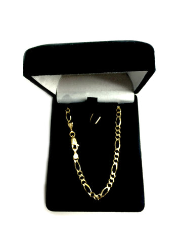10k Yellow Solid Gold Figaro Chain Bracelet, 4.0mm, 8"