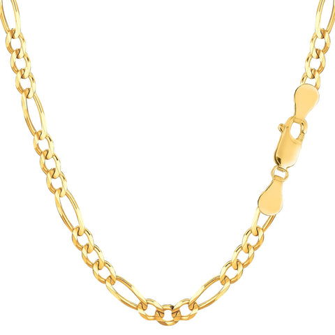 10k Yellow Solid Gold Figaro Chain Bracelet, 6.6mm, 8.5"