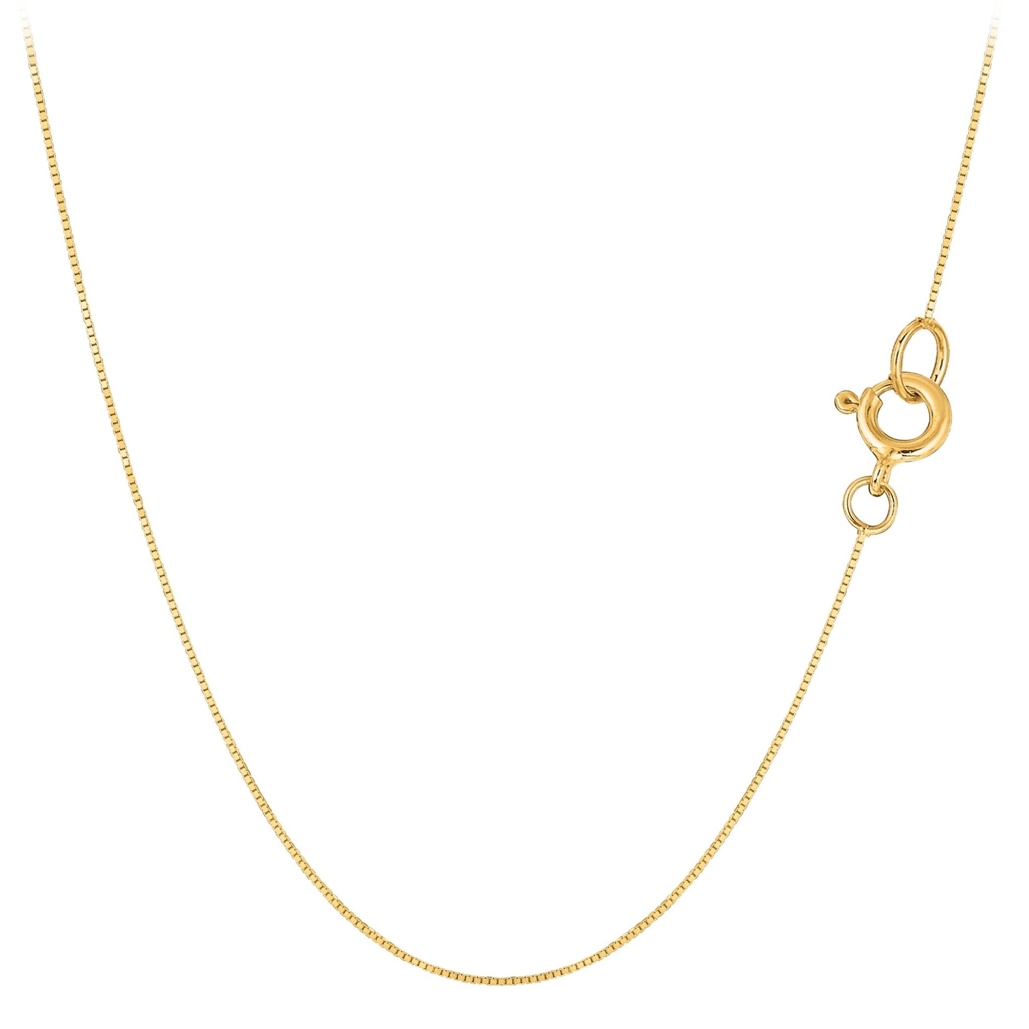 10k Yellow Solid Gold Mirror Box Chain Necklace, 0.45mm - JewelryAffairs