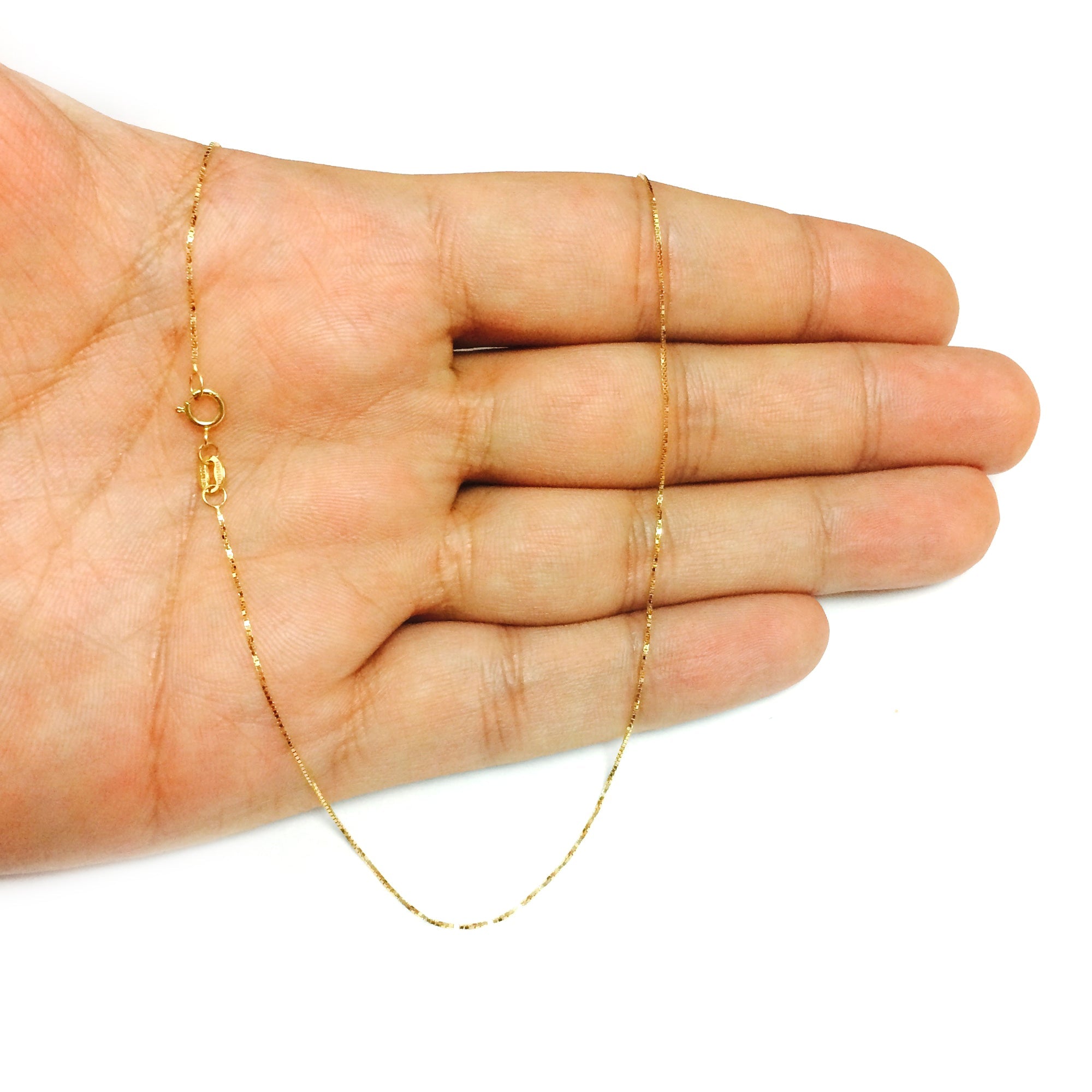 10k Yellow Solid Gold Mirror Box Chain Necklace, 0.45mm - JewelryAffairs