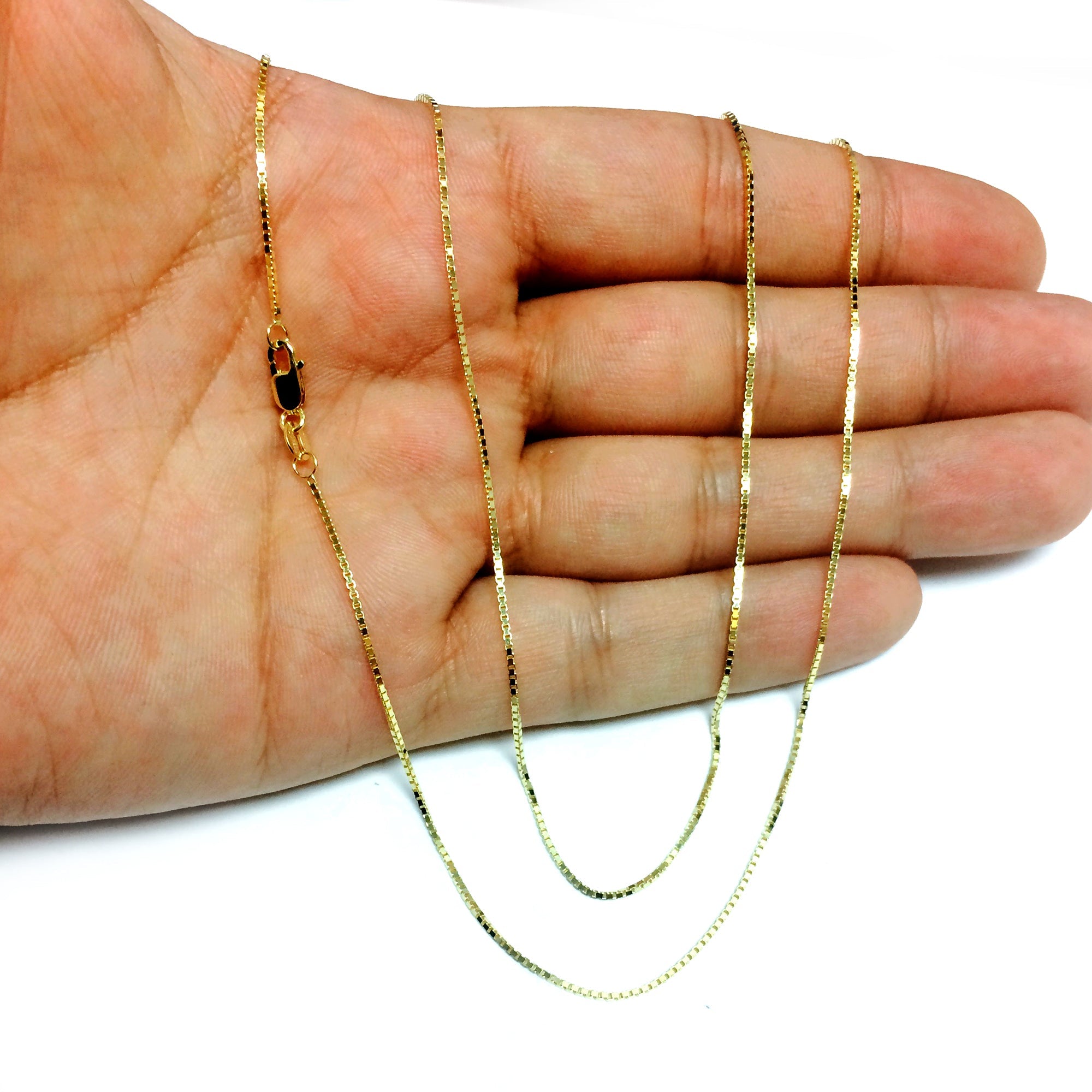 10k Yellow Solid Gold Mirror Box Chain Necklace, 1.0mm - JewelryAffairs