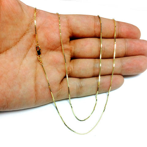 10k Yellow Solid Gold Mirror Box Chain Necklace, 1.0mm