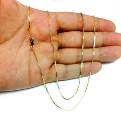 10k Yellow Solid Gold Mirror Box Chain Necklace, 1.0mm