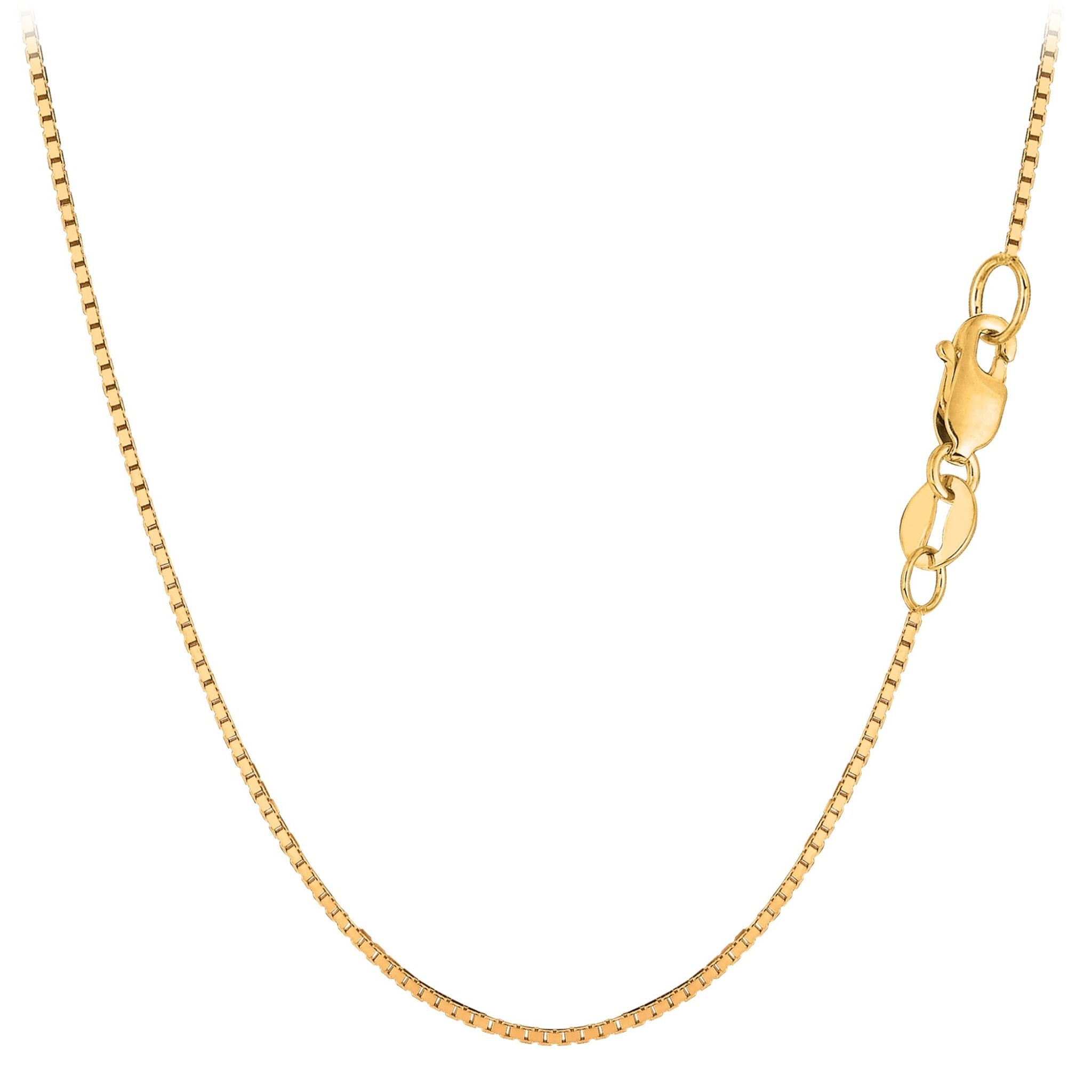 10k Yellow Solid Gold Mirror Box Chain Necklace, 1.0mm - JewelryAffairs