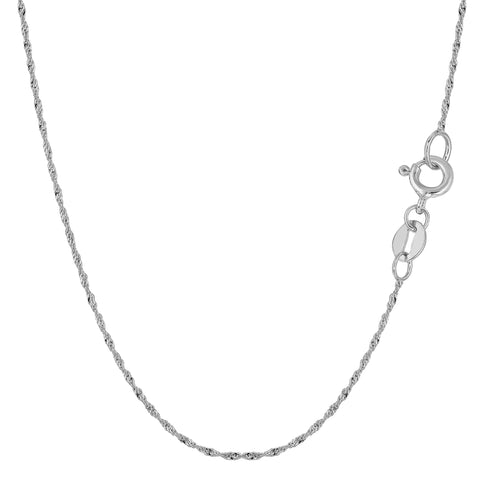 10k White Gold Singapore Chain Necklace, 1.0mm