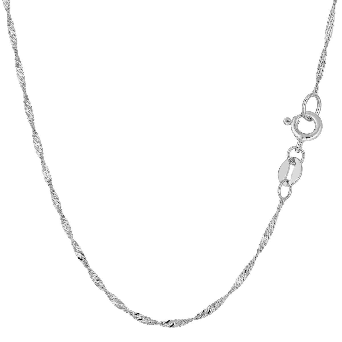 10k White Gold Singapore Chain Necklace, 1.5mm fine designer jewelry for men and women