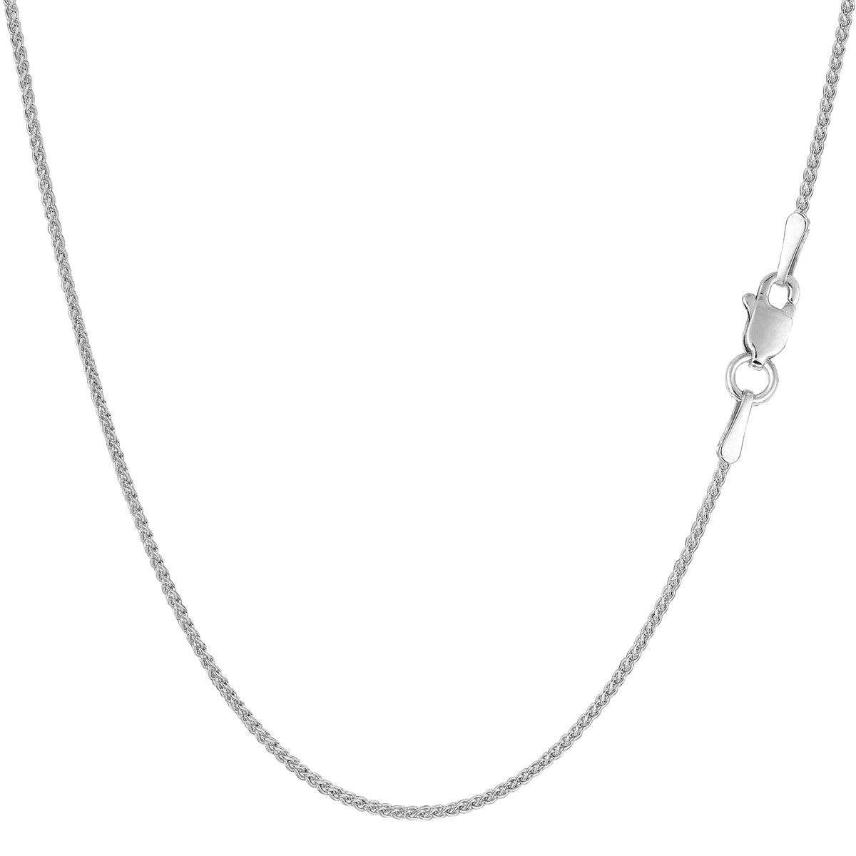 10k White Gold Wheat Chain Necklace, 1.0mm fine designer jewelry for men and women