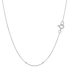 10k White Solid Gold Mirror Box Chain Necklace, 0.45mm fine designer jewelry for men and women