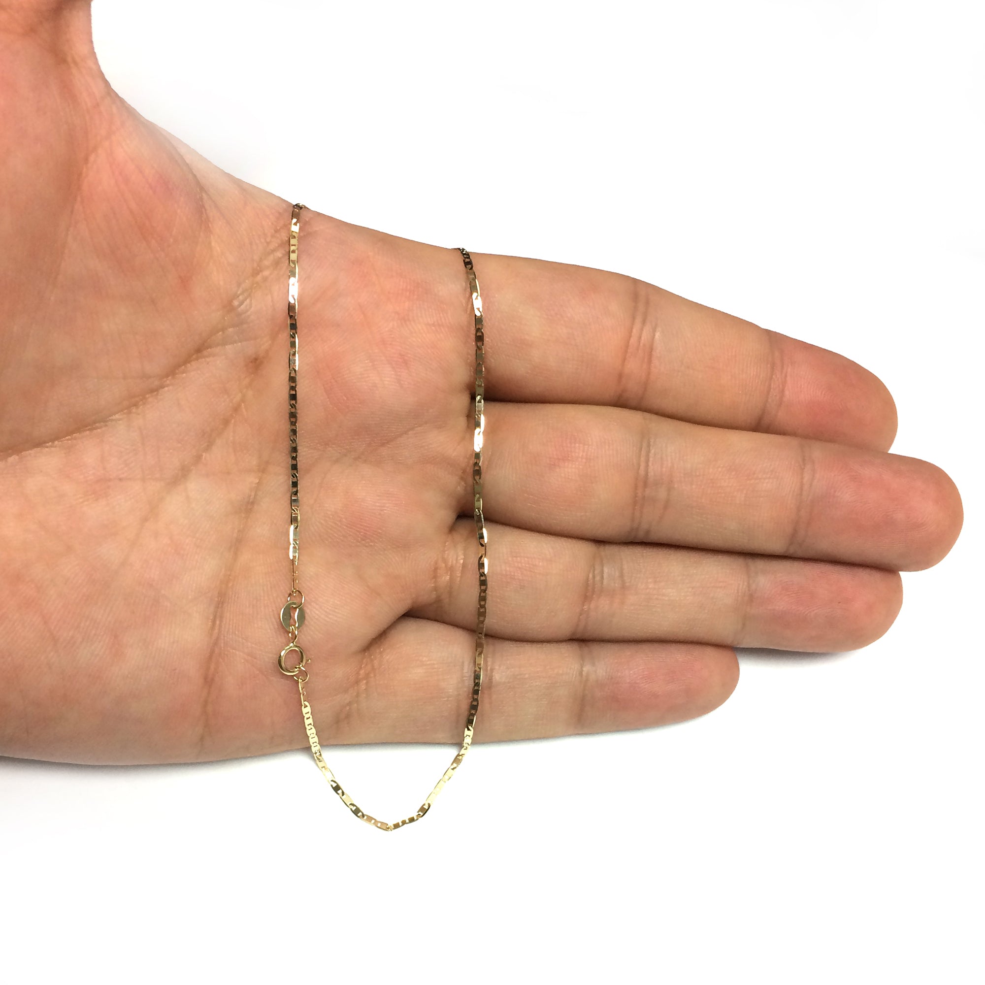 10k Yellow Gold Mariner Link Chain Bracelet, 1.2mm fine designer jewelry for men and women