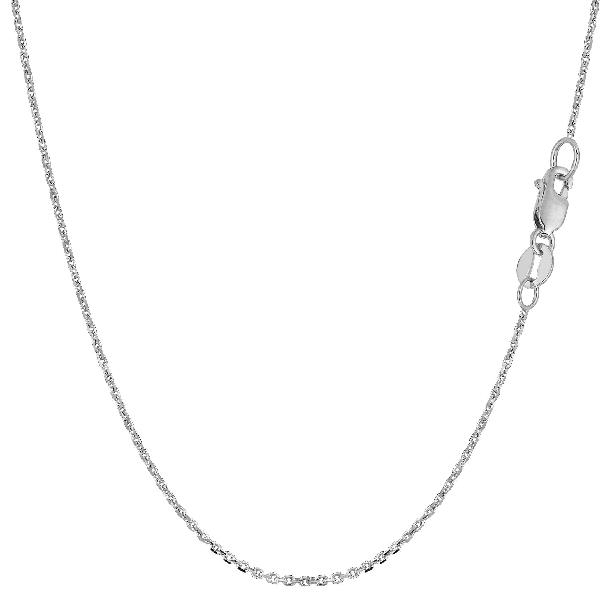 10k White Gold Cable Link Chain Necklace, 1.1mm fine designer jewelry for men and women