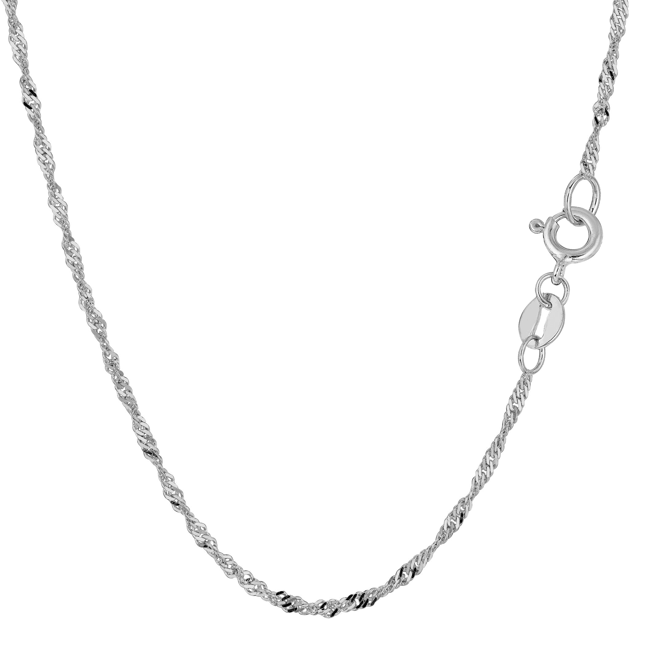 10k White Gold Singapore Chain Necklace, 1.7mm fine designer jewelry for men and women