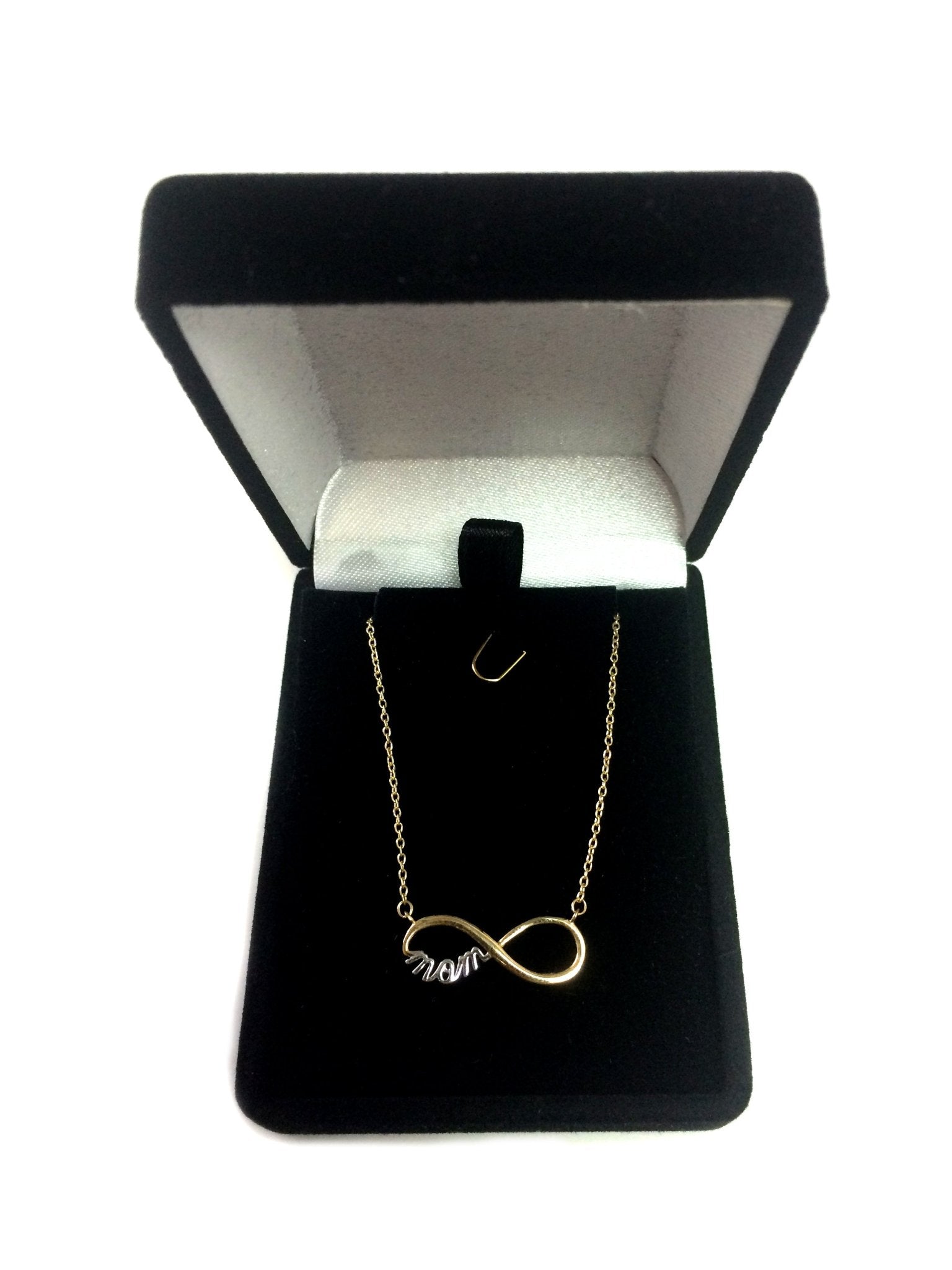 14k 2 Tone Gold Infinity Pendant With Script Mom Necklace, 18"