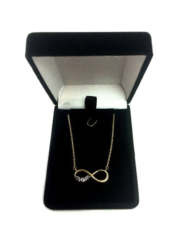 14k 2 Tone Gold Infinity Pendant With Script Mom Necklace, 18"