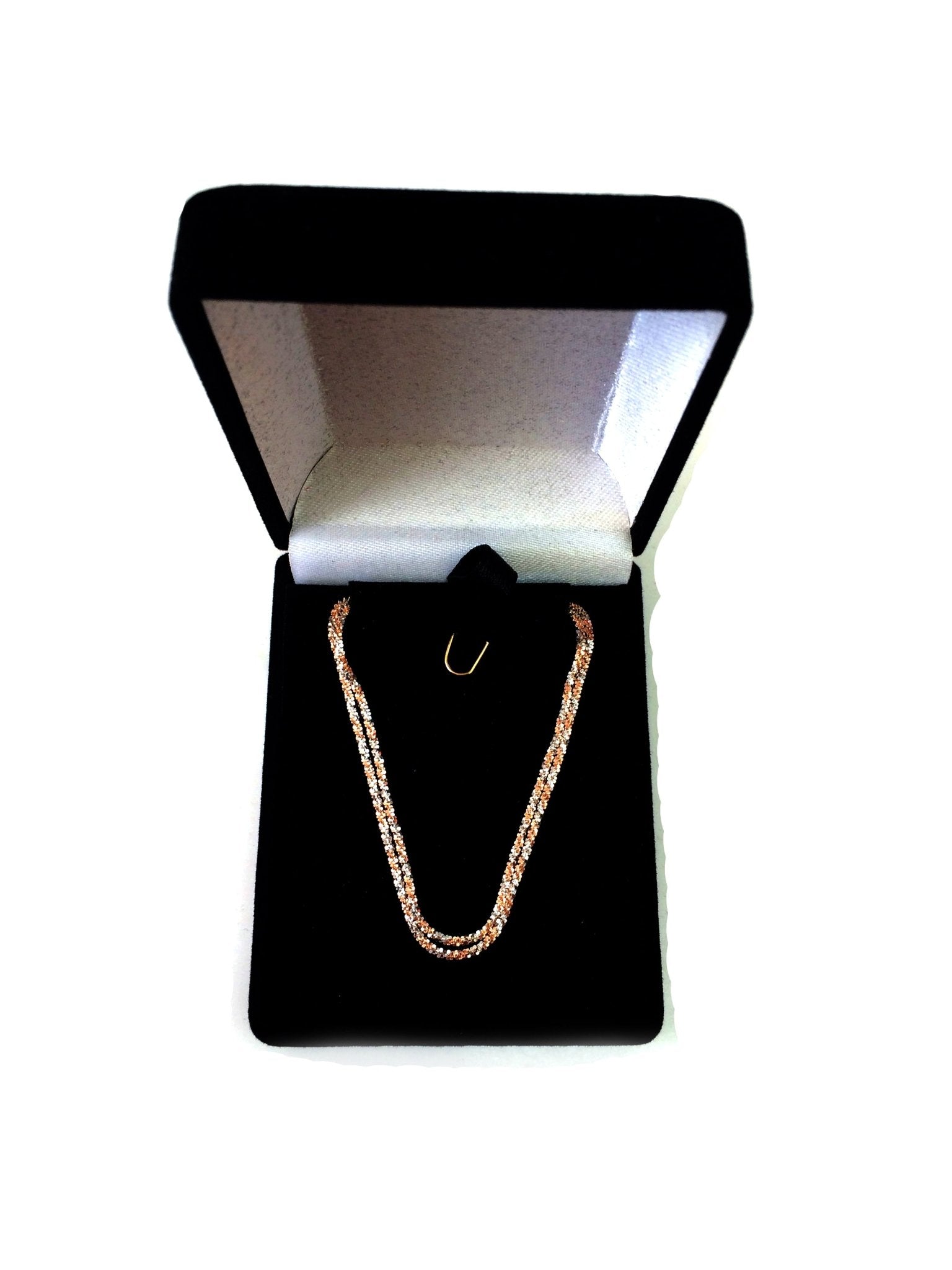 14k 2 Tone Rose And White Gold Sparkle Chain Necklace, 1.5mm - JewelryAffairs