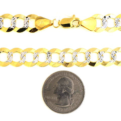 14k 2 Tone Yellow And White Gold Curb Chain Necklace, 11.2mm - JewelryAffairs