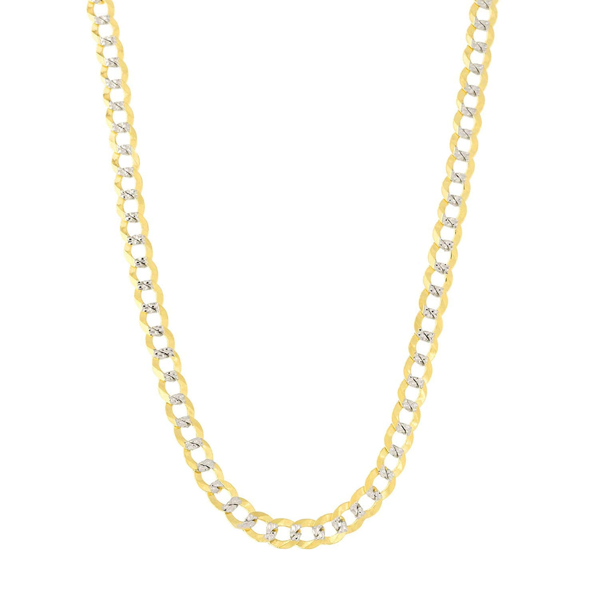 14k 2 Tone Yellow And White Gold Curb Chain Necklace, 3.2mm - JewelryAffairs