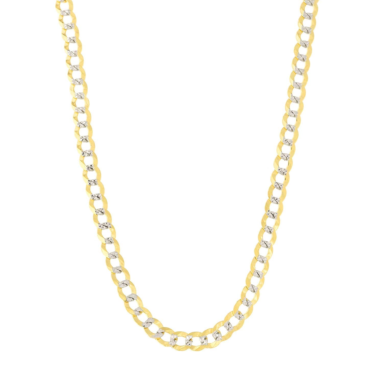 14k 2 Tone Yellow And White Gold Curb Chain Necklace, 3.6mm - JewelryAffairs