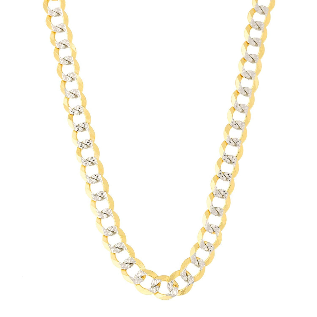 14k 2 Tone Yellow And White Gold Curb Chain Necklace, 4.7mm - JewelryAffairs