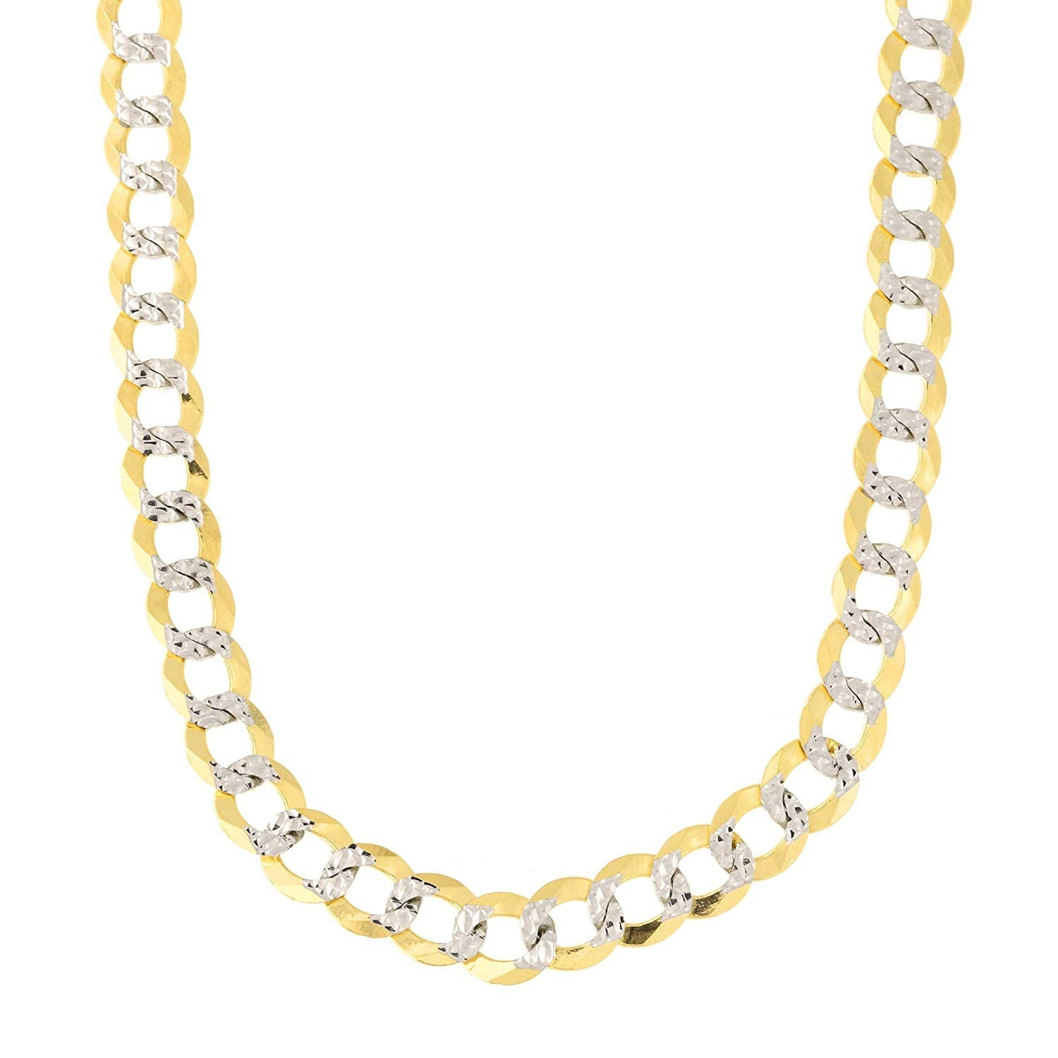 14k 2 Tone Yellow And White Gold Curb Chain Necklace, 5.7mm - JewelryAffairs