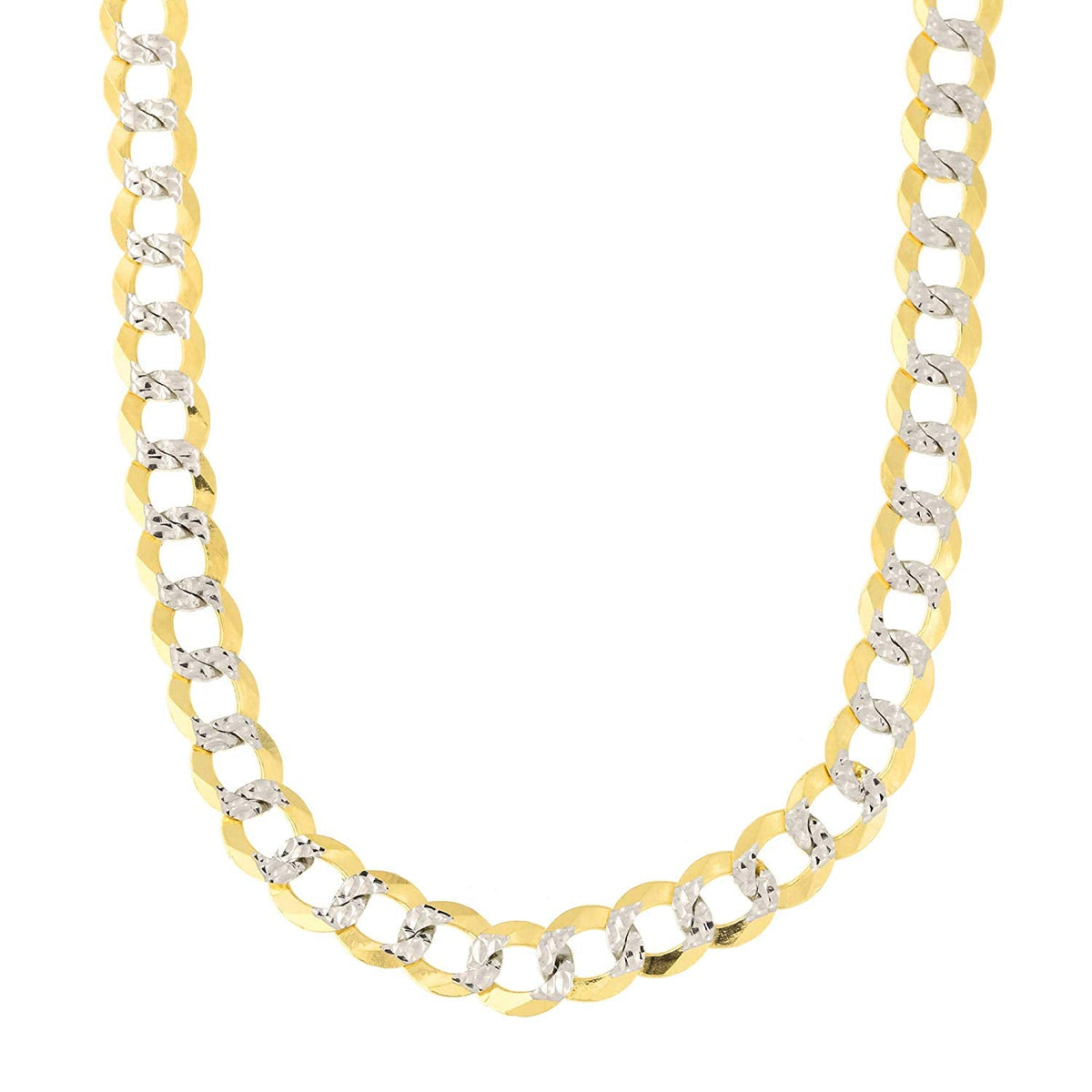 14k 2 Tone Yellow And White Gold Curb Chain Necklace, 5.7mm - JewelryAffairs