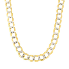 14k 2 Tone Yellow And White Gold Curb Chain Necklace, 7mm - JewelryAffairs