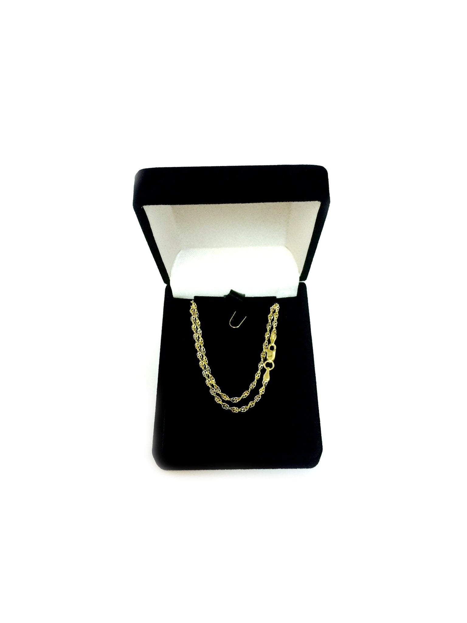 14k 2 Tone Yellow And White Gold Singapore Chain Necklace, 2.0mm - JewelryAffairs