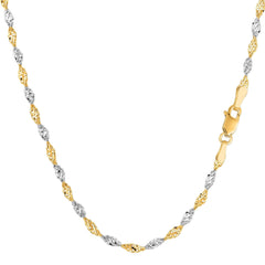 14k 2 Tone Yellow And White Gold Singapore Chain Necklace, 2.0mm - JewelryAffairs