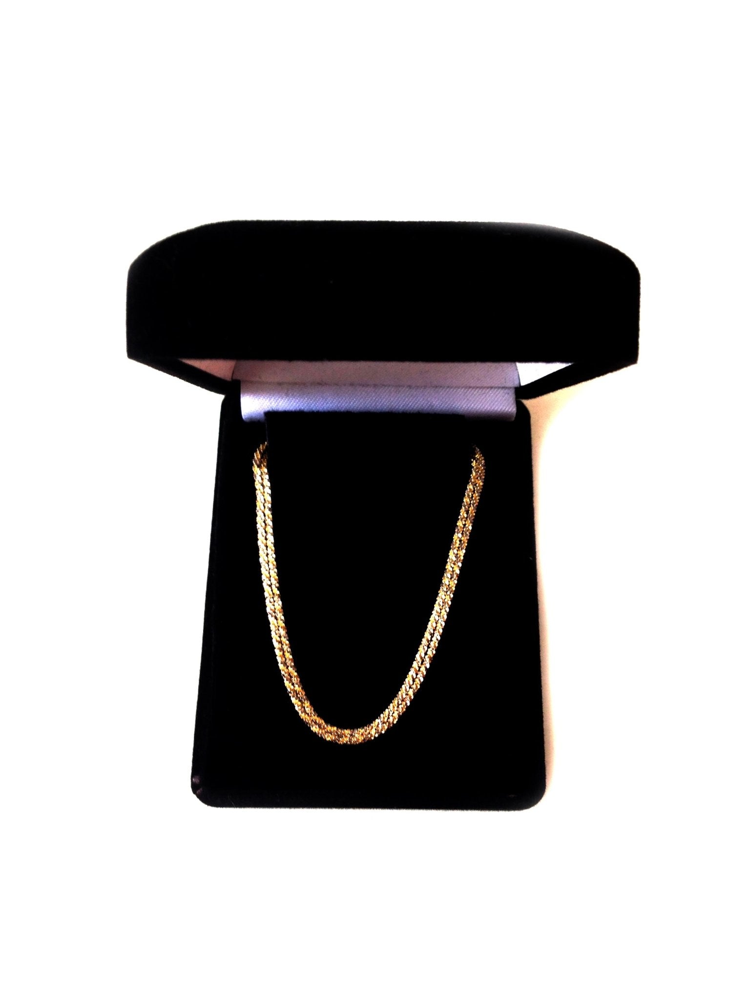 14k 2 Tone Yellow And White Gold Sparkle Chain Necklace, 1.5mm - JewelryAffairs