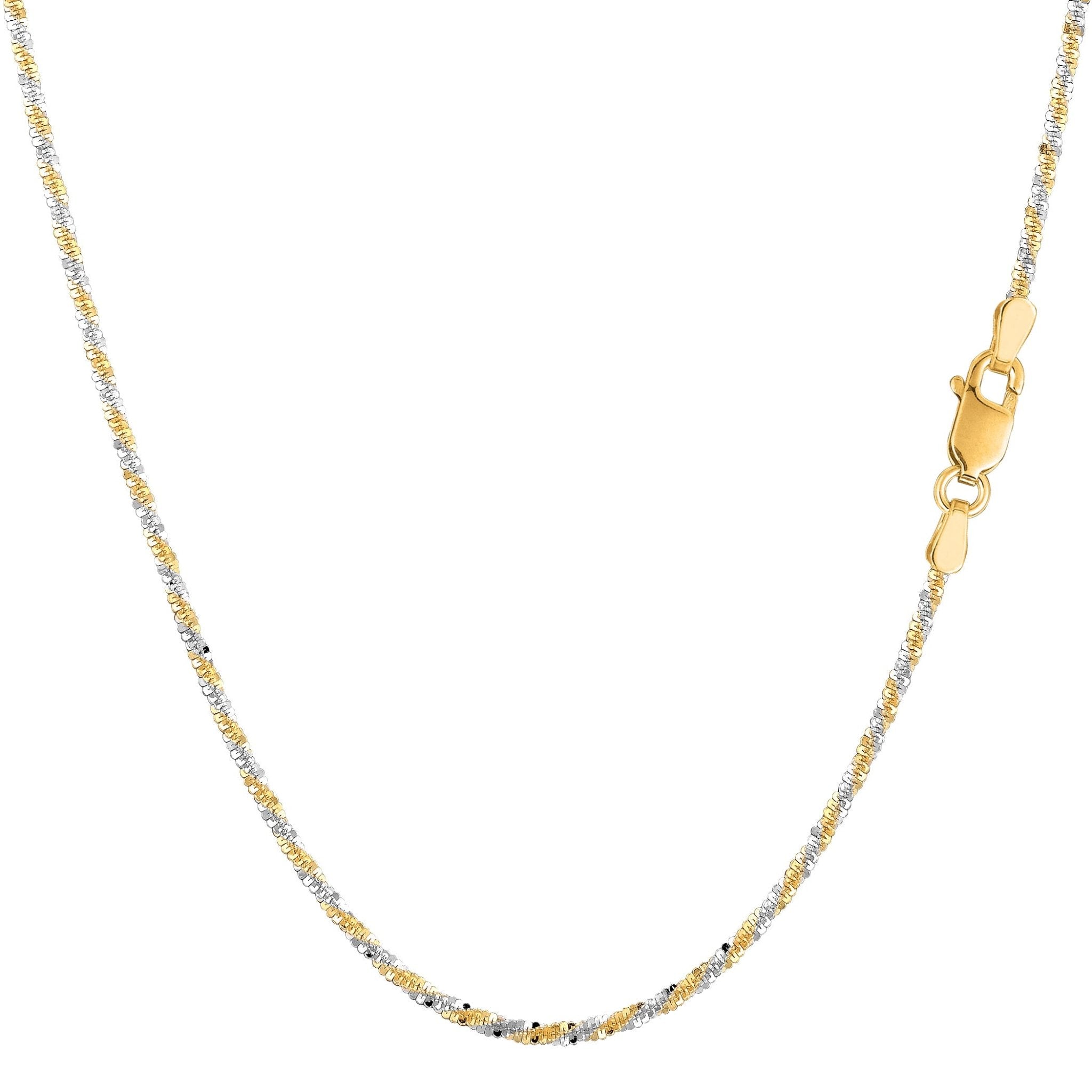 14k 2 Tone Yellow And White Gold Sparkle Chain Necklace, 1.5mm - JewelryAffairs